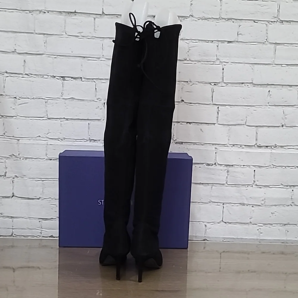 Stuart Weitzman Suede Leather Tiemodel Over-the-knee Boots in Black - NWT/NIB